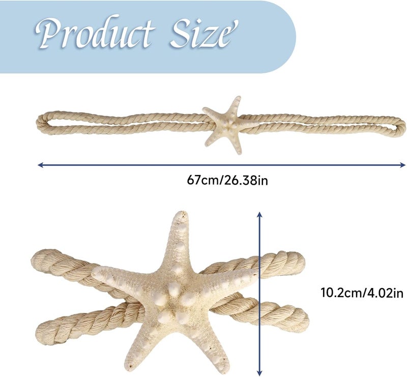 Xinally 2 Pcs Natural Starfish Curtain Tiebacks, Handmade Woven Rope Curtain Curtain Ties Blinds Accessories for Outdoor, Home, Office,Hotel, Living Room Curtain Decoration (Breadfish Starfish) - Image 2